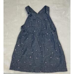 Carter's Baby Girls Denim Dress with Pink Floral Embroidery, Size 12 Months